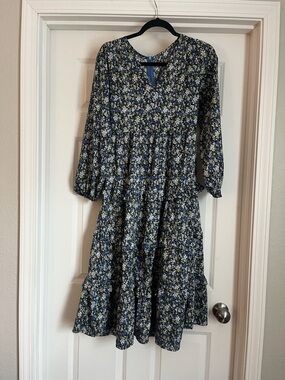 ASOS Blue Floral Tiered Midi Dress